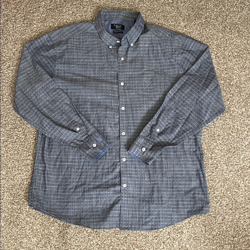 Penguin Men’s Diamond Print Long Sleeve Button Down Dress Shirt